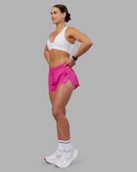 Woman wearing Accelerate 3" Running Short - Ultra Pink | Model:Keisha | Size:S