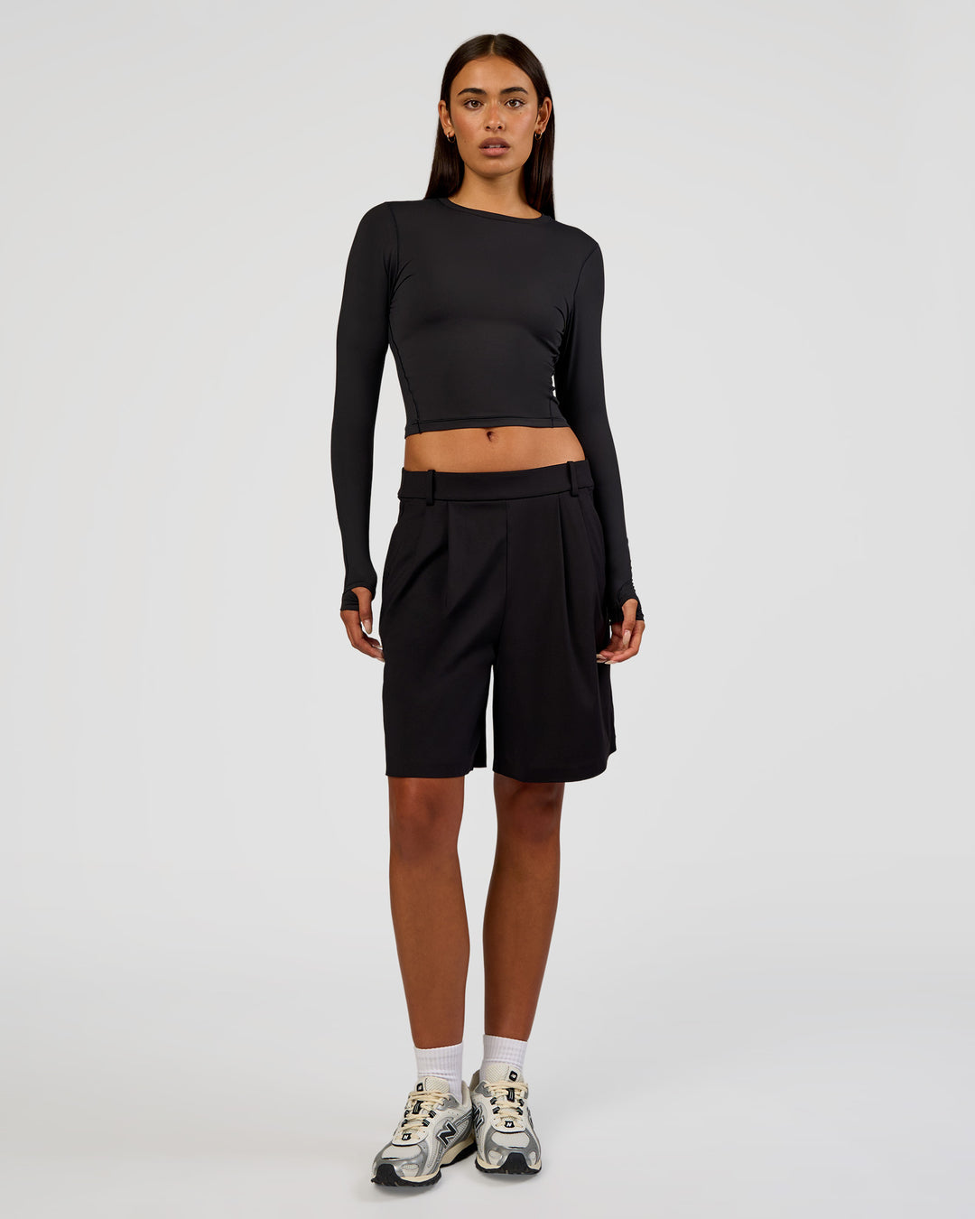 Woman wearing All Day Long Sleeve Tee - Black | Model:Ruby | Size:S