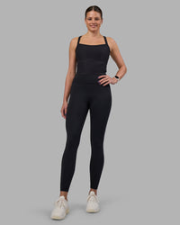 Woman wearing Flame Ribbed Tank - Black Model:Phoebe | Size:S