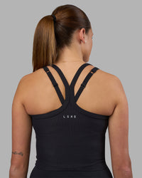 Woman wearing Flame Ribbed Tank - Black Model:Phoebe | Size:S